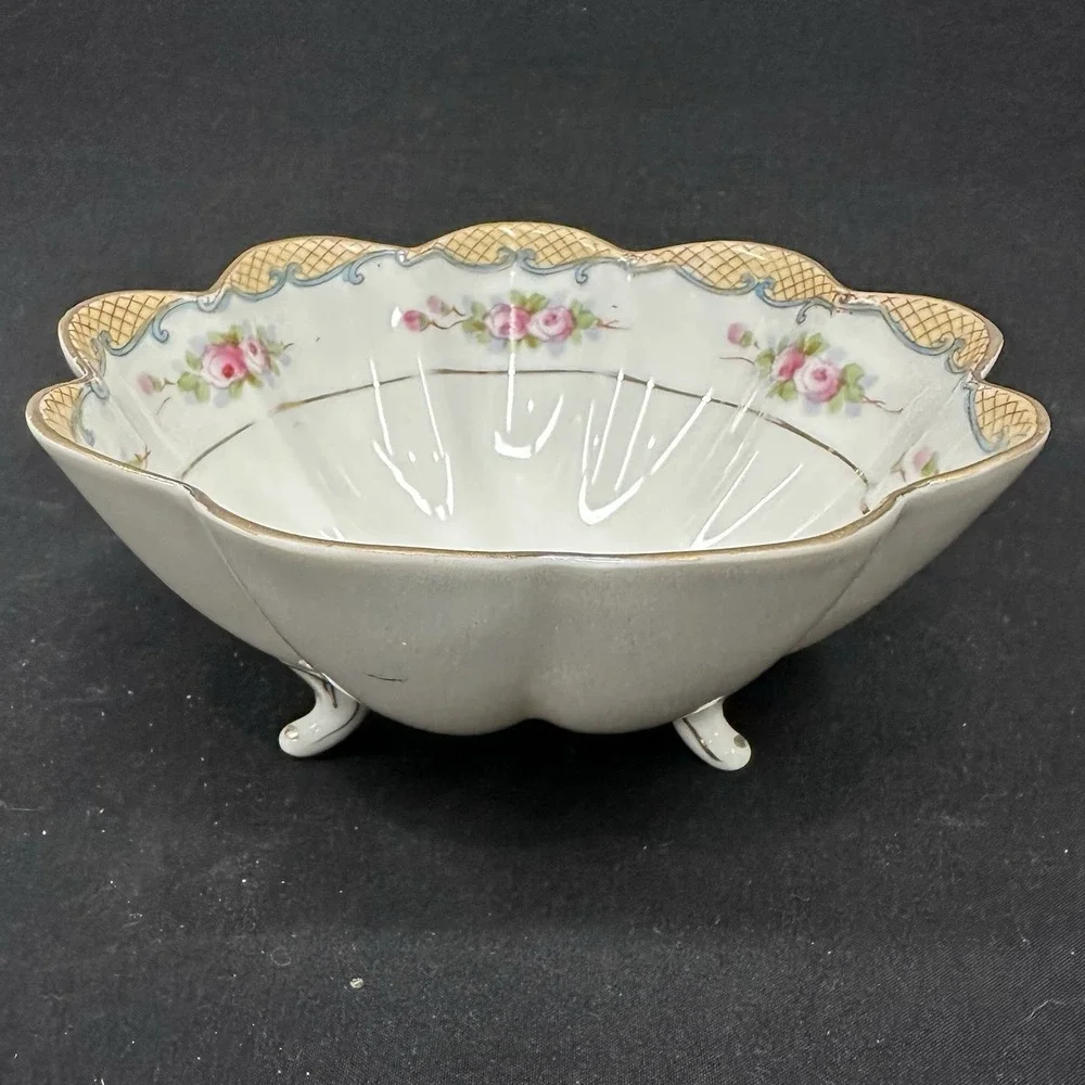 Antique Nippon Tri Footed Hand Painted 6